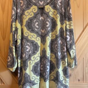 JM Collection Women's 3/4 Sleeve Blouse Size 2X Paisley Design Rhinestones Plus